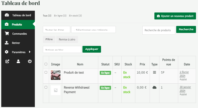 Produits en ligne
